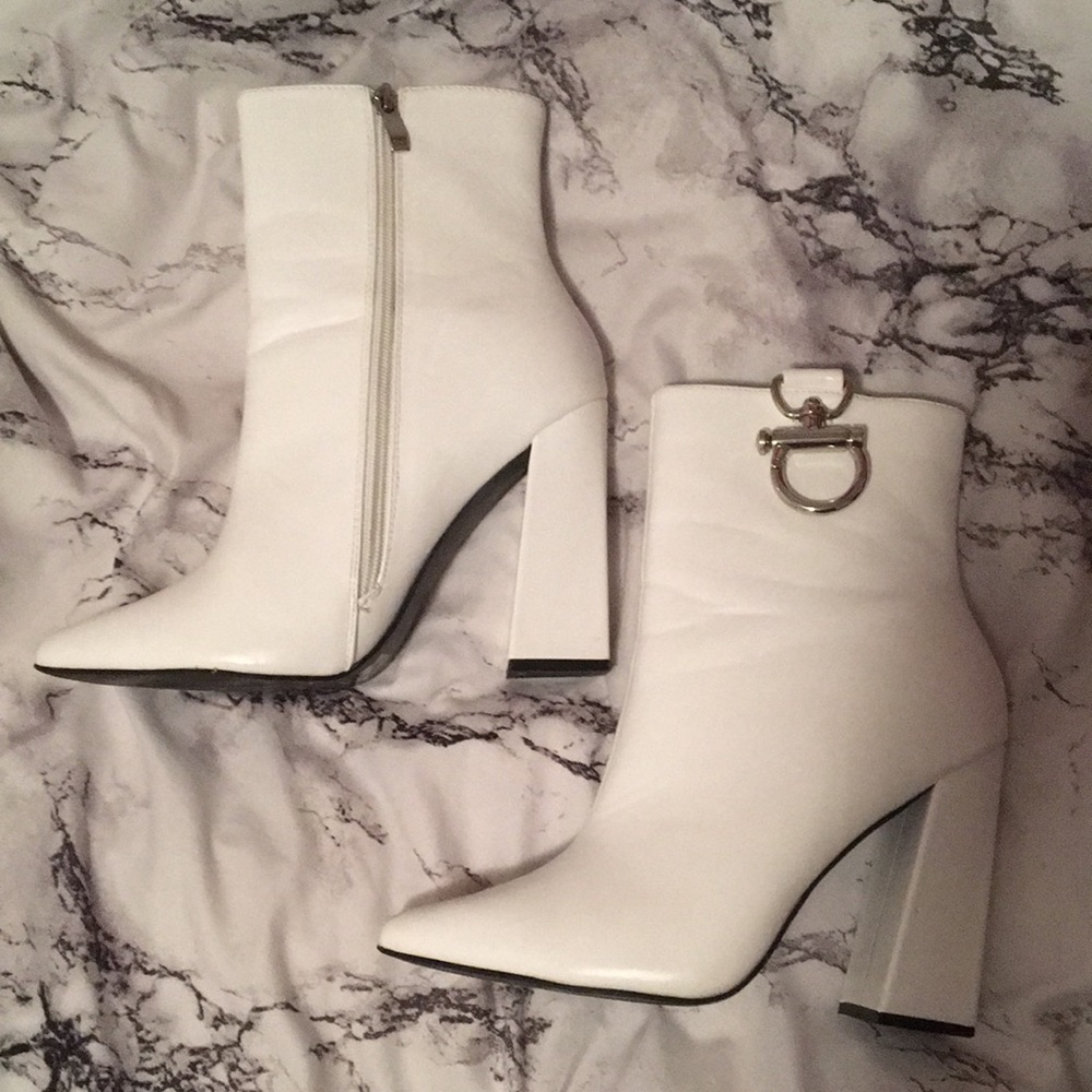 white ankle boots